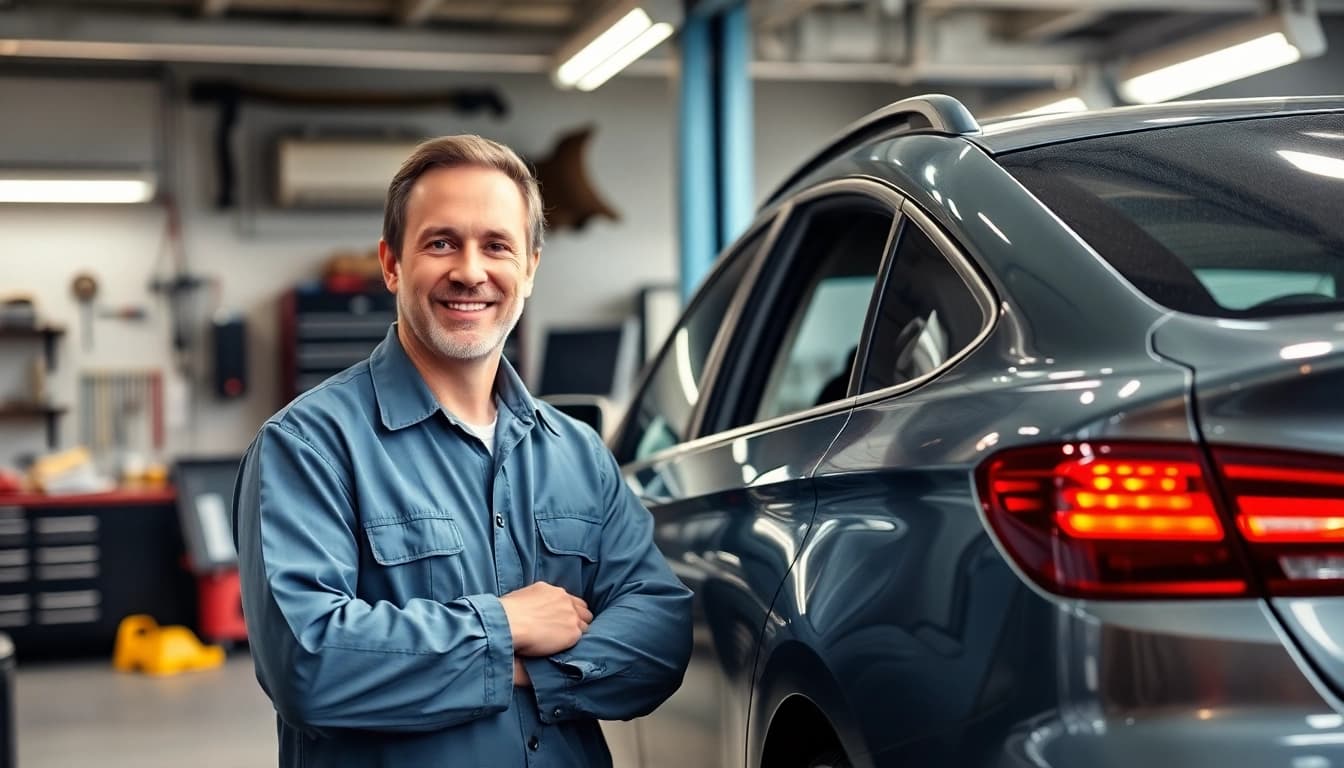 Gutachten Auto Düren: KFZ-Gutachter analysiert den Schaden eines Fahrzeugs in der Werkstatt.
