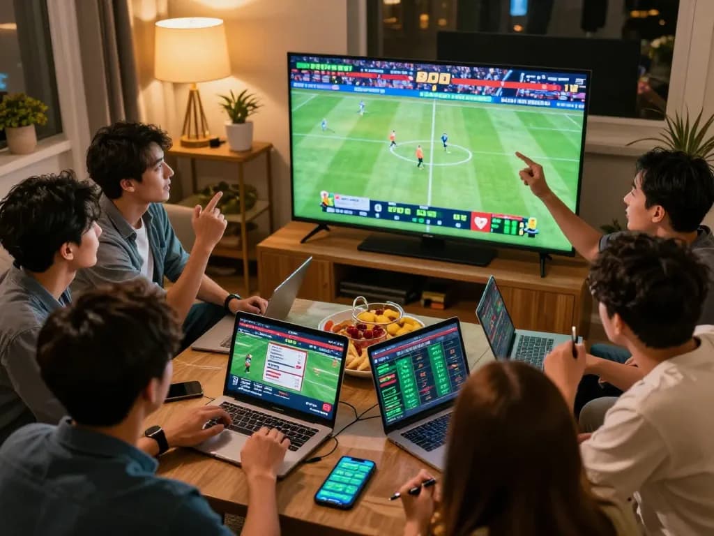 Friends enjoying a thrilling sports betting experience at home using 789win com, engaging with exciting gameplay and live events.