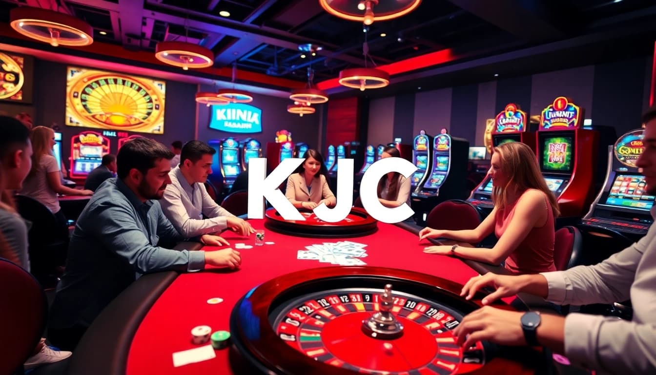 KJC AC 2 showcases players immersed in exciting casino activities, including poker, roulette, and slots.