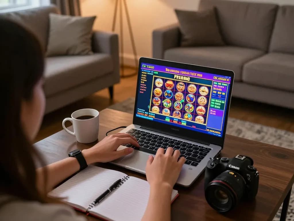 Engaging in online casino with top quality widgets showcased on the laptop screen for an immersive gaming experience