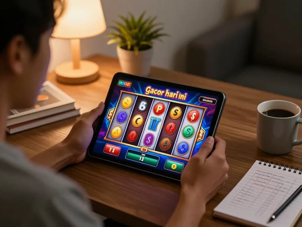 Engaged player spins online slot gacor hari ini while strategizing at home