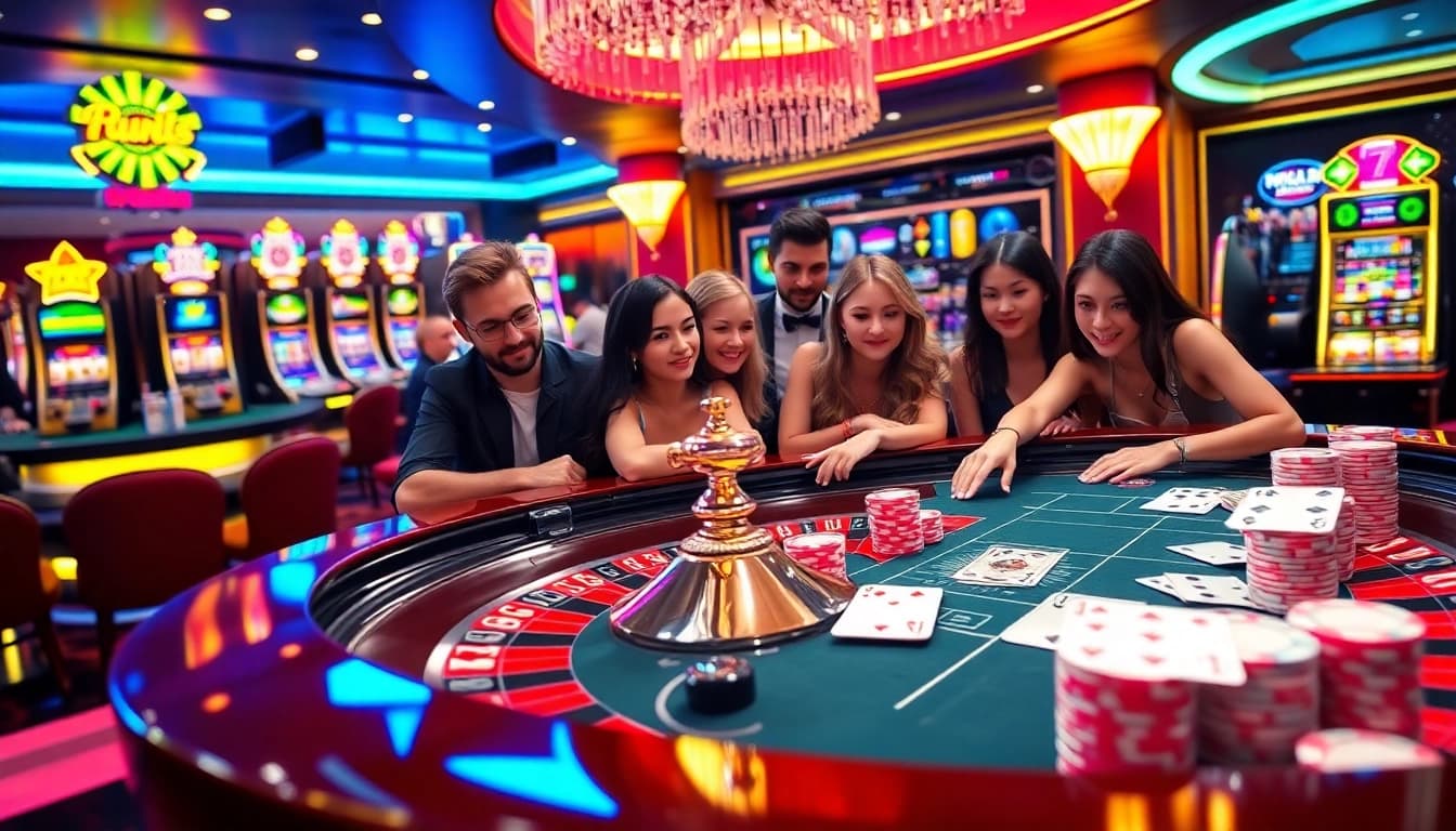 Players enjoying a thrilling game at a luxurious casino featuring kpi4d elements and vibrant atmosphere.