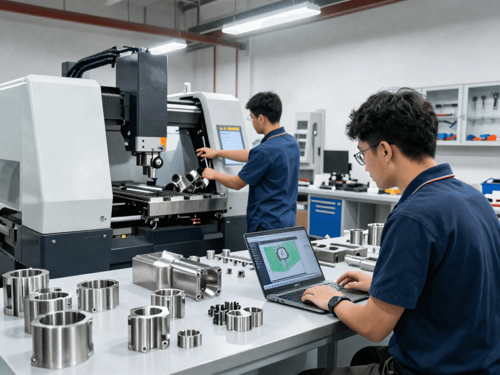 Collaboration among cnc stainless steel parts suppliers in a modern engineering workshop