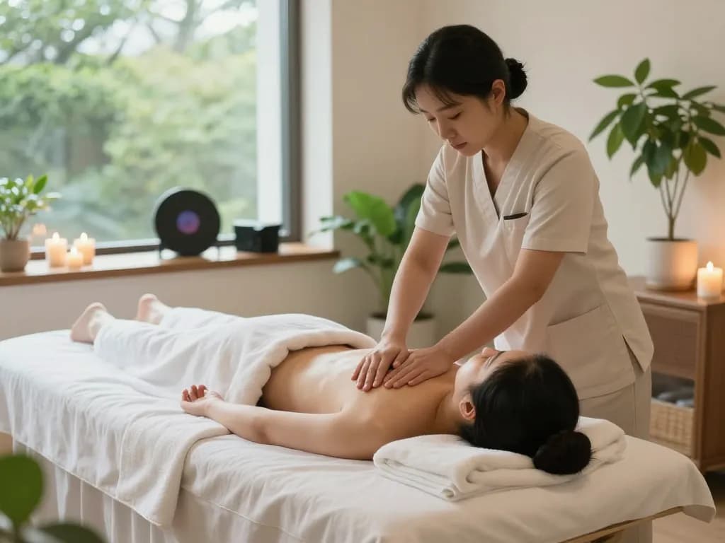 편안한 조명과 차분한 분위기의 평화로운 스파 환경에서의 이완 논현동마사지 세션.