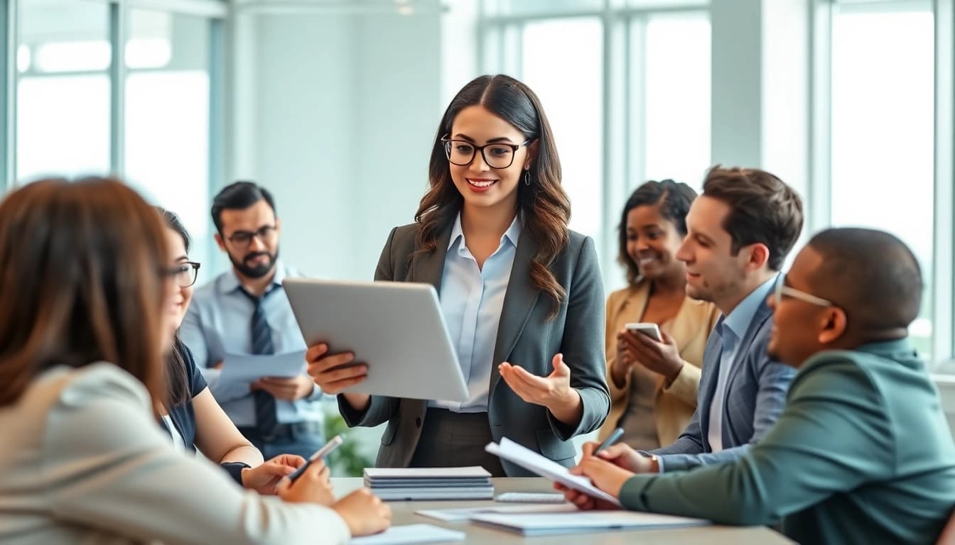 Quickplus Business Consultants team collaborating effectively in a modern office environment.