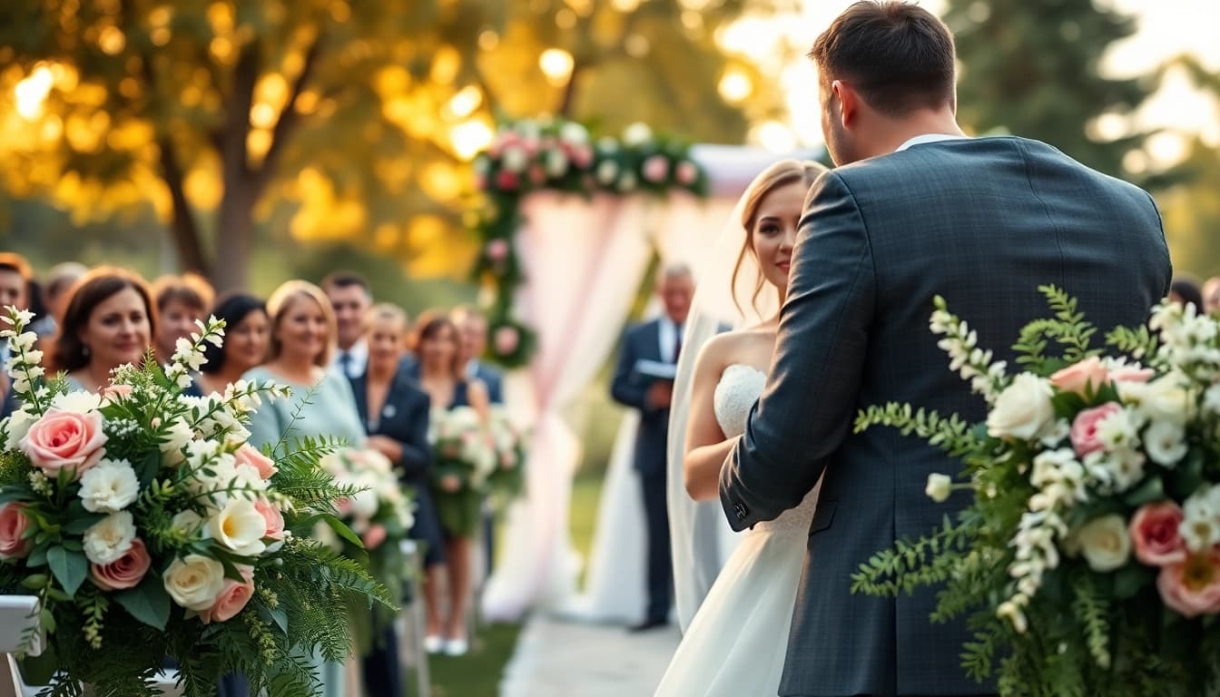 Capturing joyful moments of a wedding by photography company edmonton in a beautiful outdoor setting.