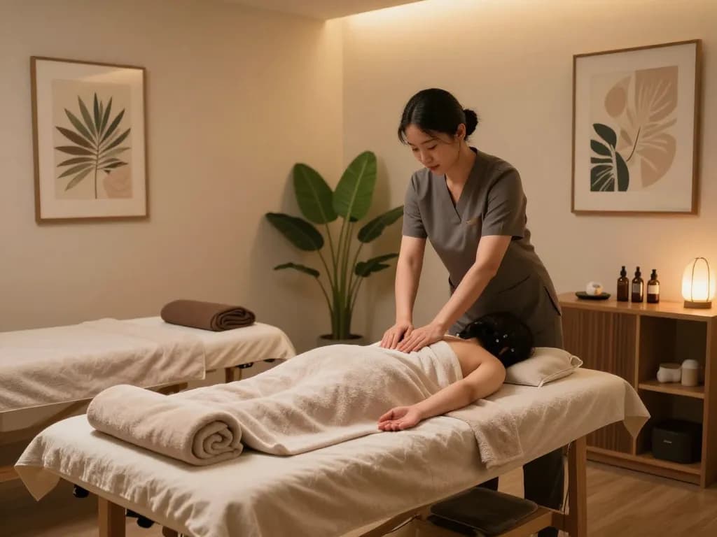 Therapy room showcasing relaxing atmosphere for 관악스웨디시 massage therapy featuring a massage table, aromatic oils, and soothing decor.