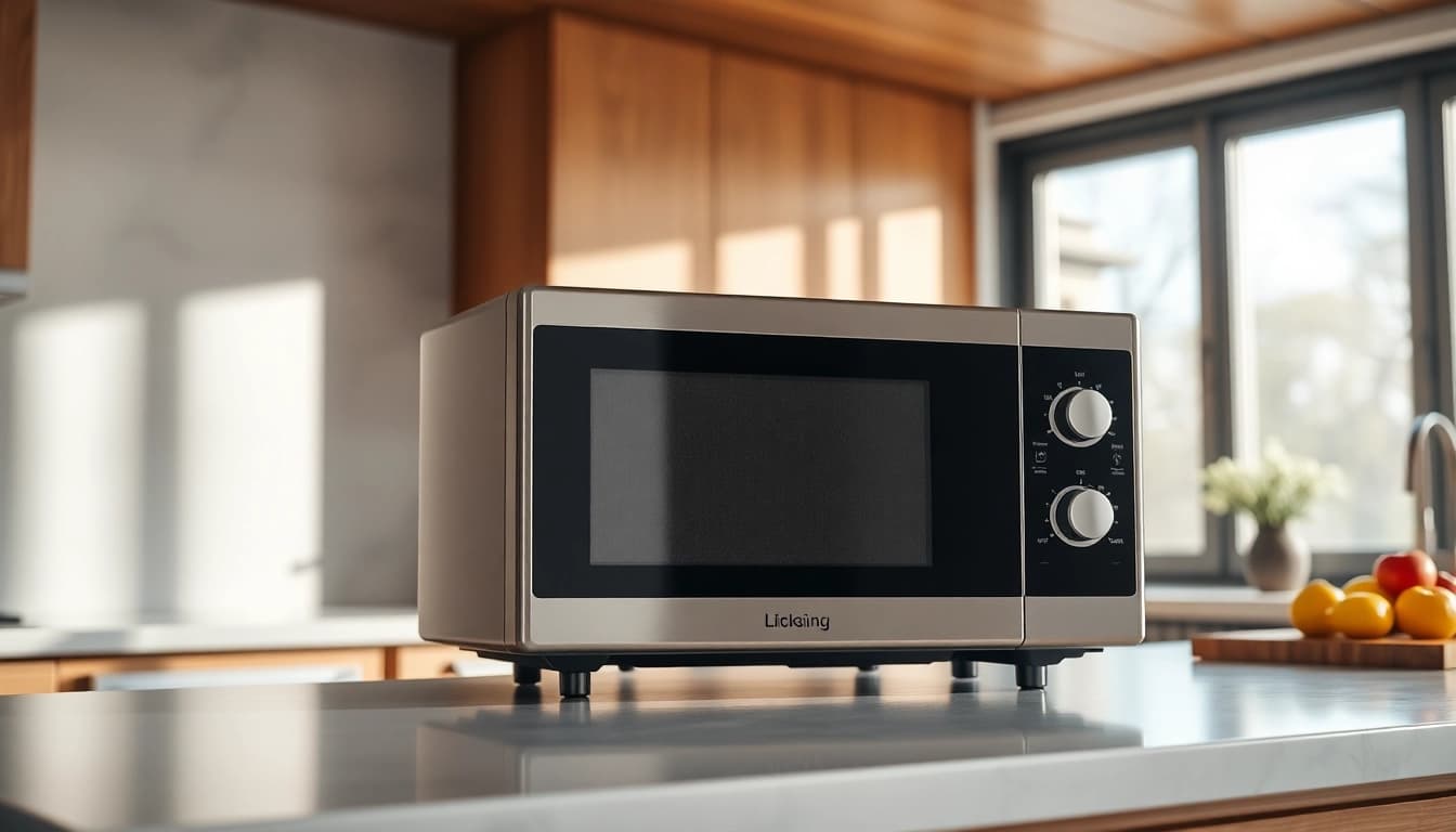 Efficient Microwave Oven in a stylish kitchen, showcasing modern design and functionality.