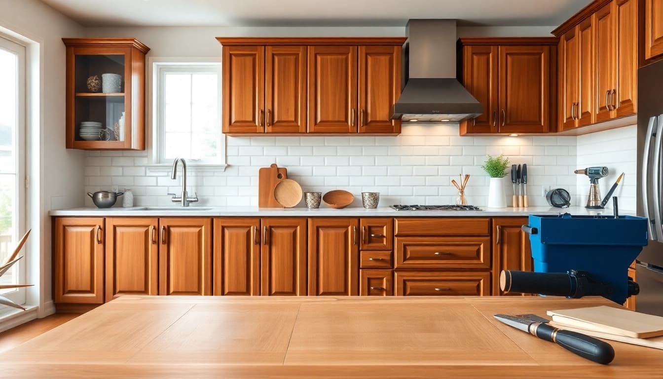 Transform your space with cabinet refacing Saint Petersburg FL, showcasing beautifully renovated kitchen cabinets.