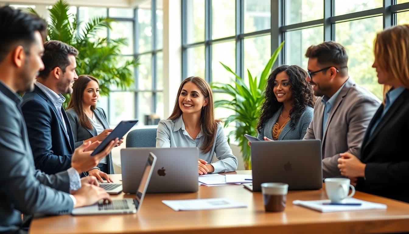 Dynamic interaction in a sales talent marketplace illustrating collaboration among sales professionals.