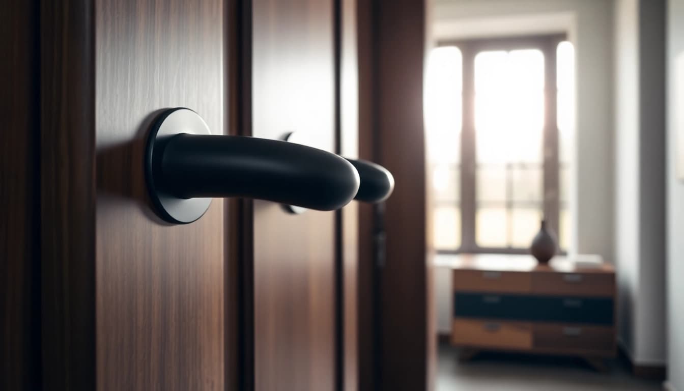 Featuring elegant matte black door handles, showcasing premium designs by Door Handle Suppliers.