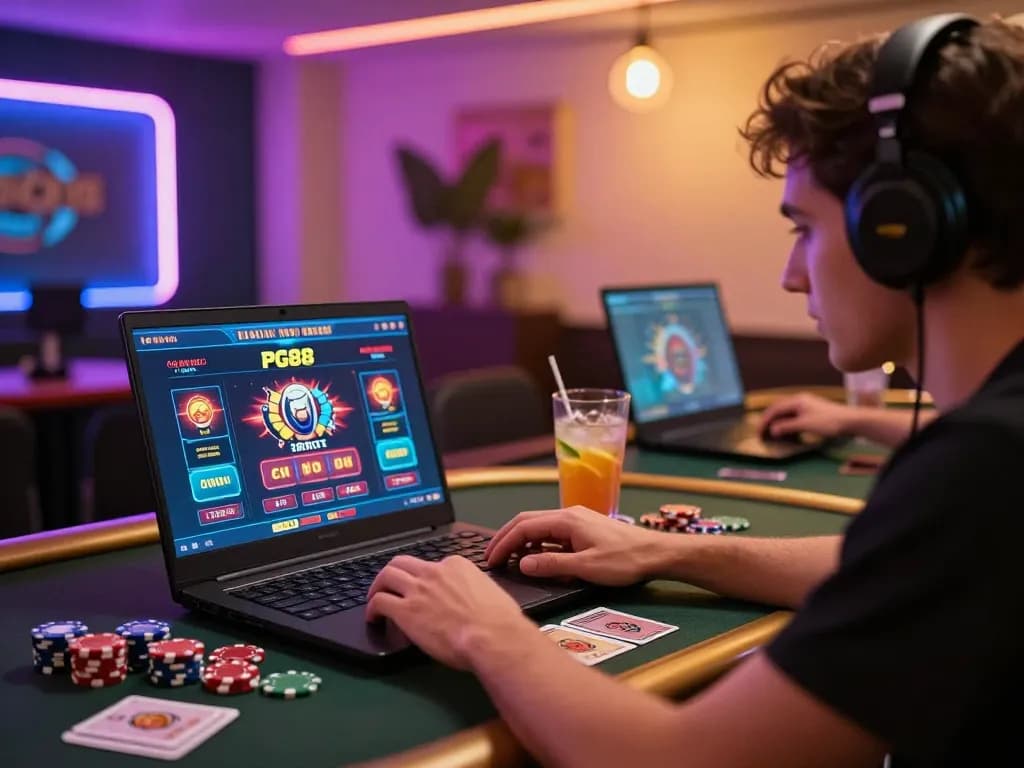 Engaging online gaming experience with PG88 interface on laptop, showcasing strategic gameplay.