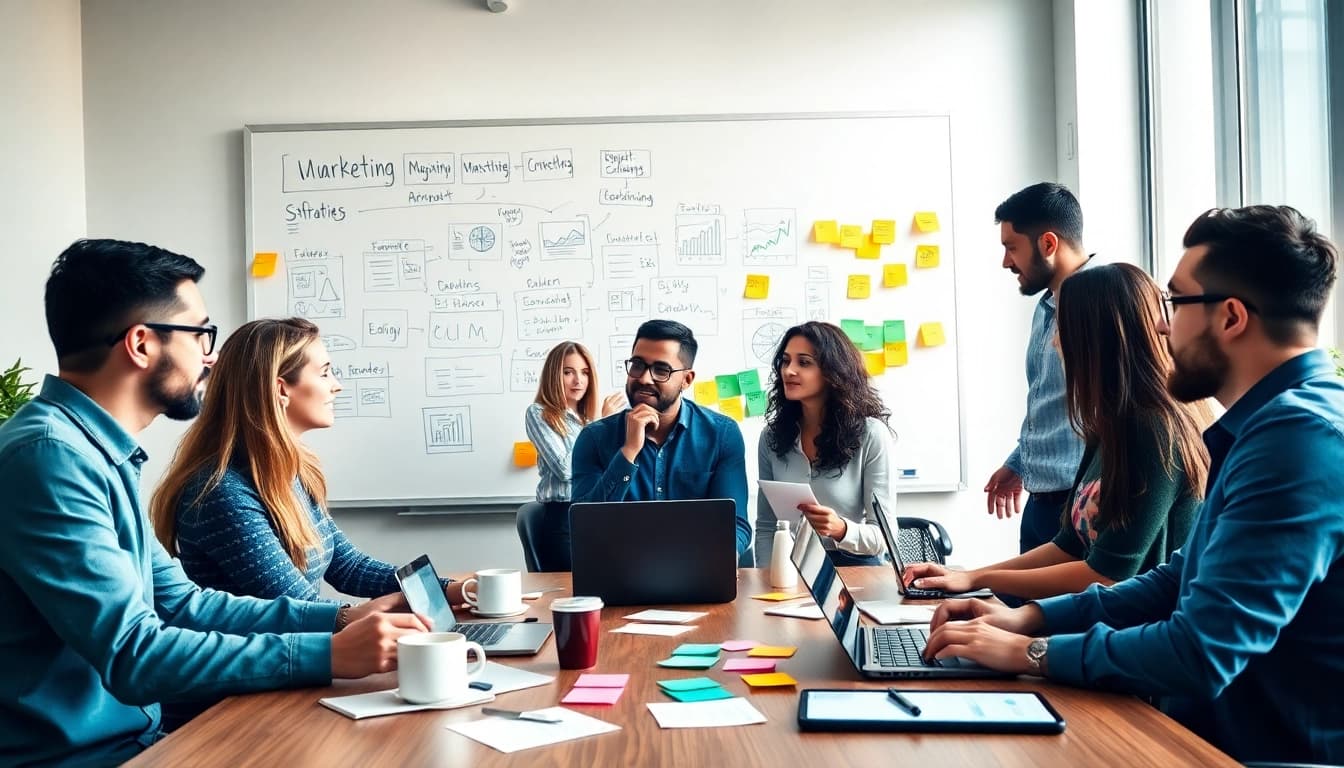 Engaging professionals in online marketing edmonton strategy session with analytics and collaboration.