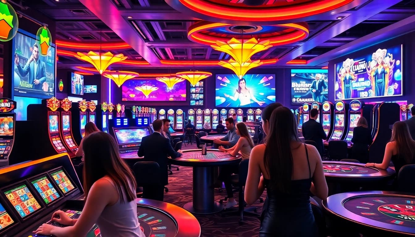 Engaged players at a Non gamstop Casino Uk featuring diverse gaming options and vibrant atmosphere.