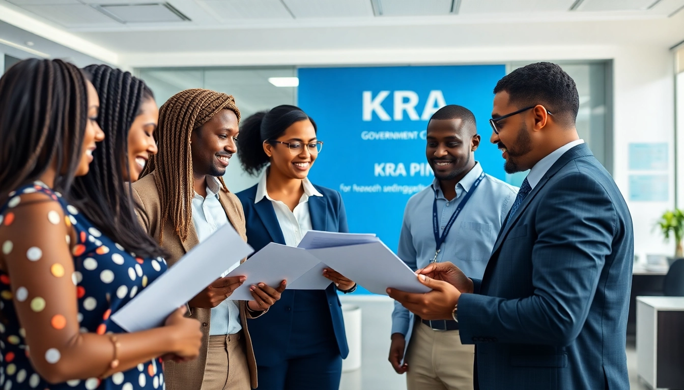 KRA PIN Registration for Foreigners: A consultant assists diverse clients in a modern office setting.