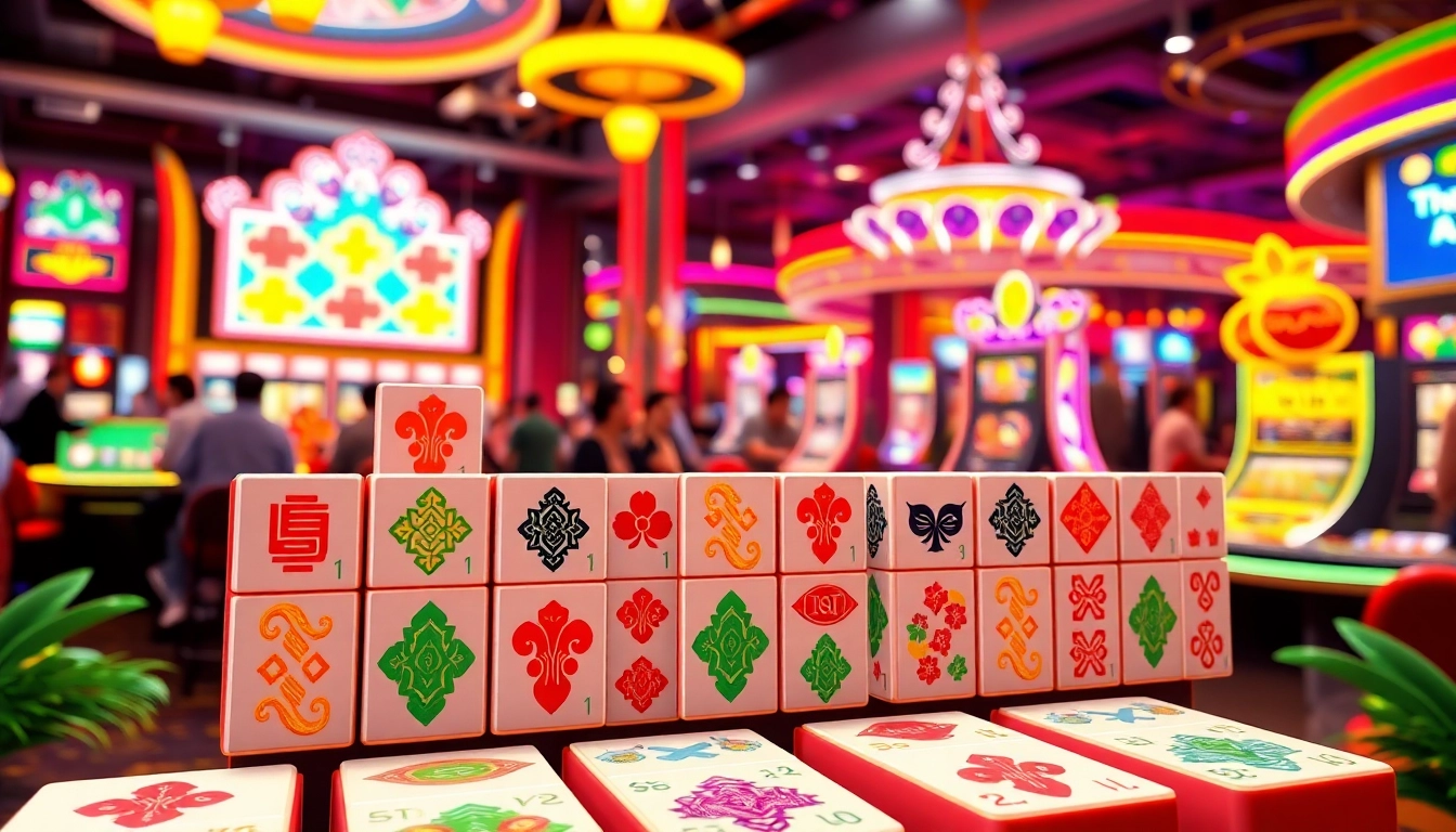 Berinteraksi dengan slot mahjong yang berwarna-warni dan menghadirkan pengalaman bermain di kasino.