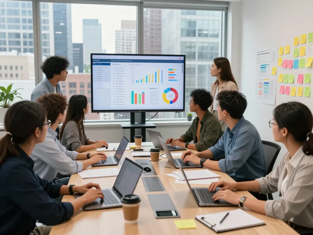 Team collaboration in a NYC office showcasing New York SEO Services in action, focusing on strategy and innovation.