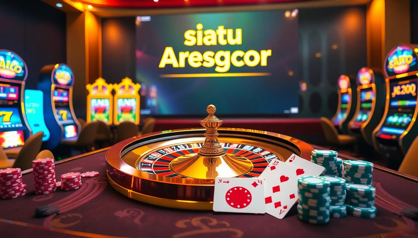 An engaging casino scene embodying situs aresgacor's online casino excitement with roulette and cards.