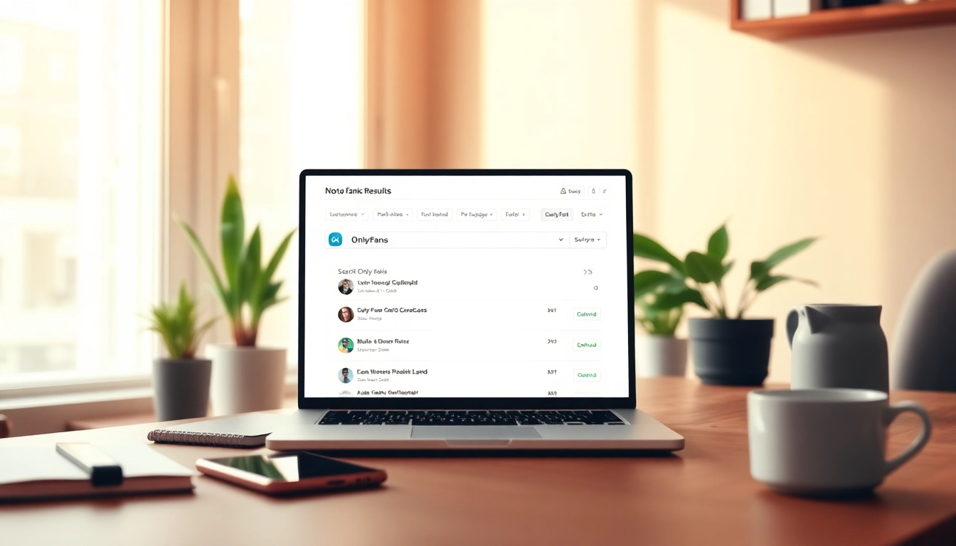 Learn how to search OnlyFans without username displayed on a laptop in a cozy workspace.