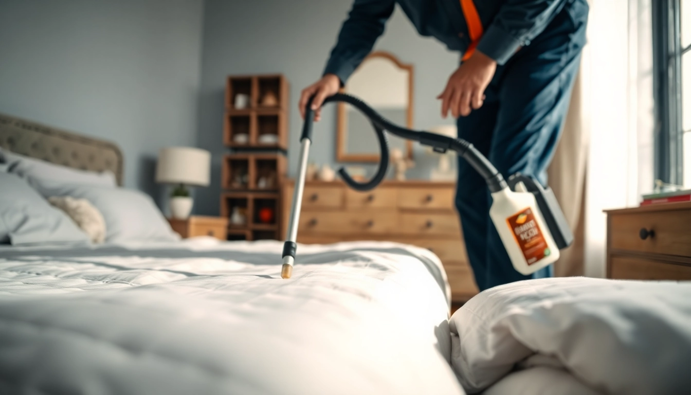 Implementing effective bed bug pest control in a tidy bedroom setting.