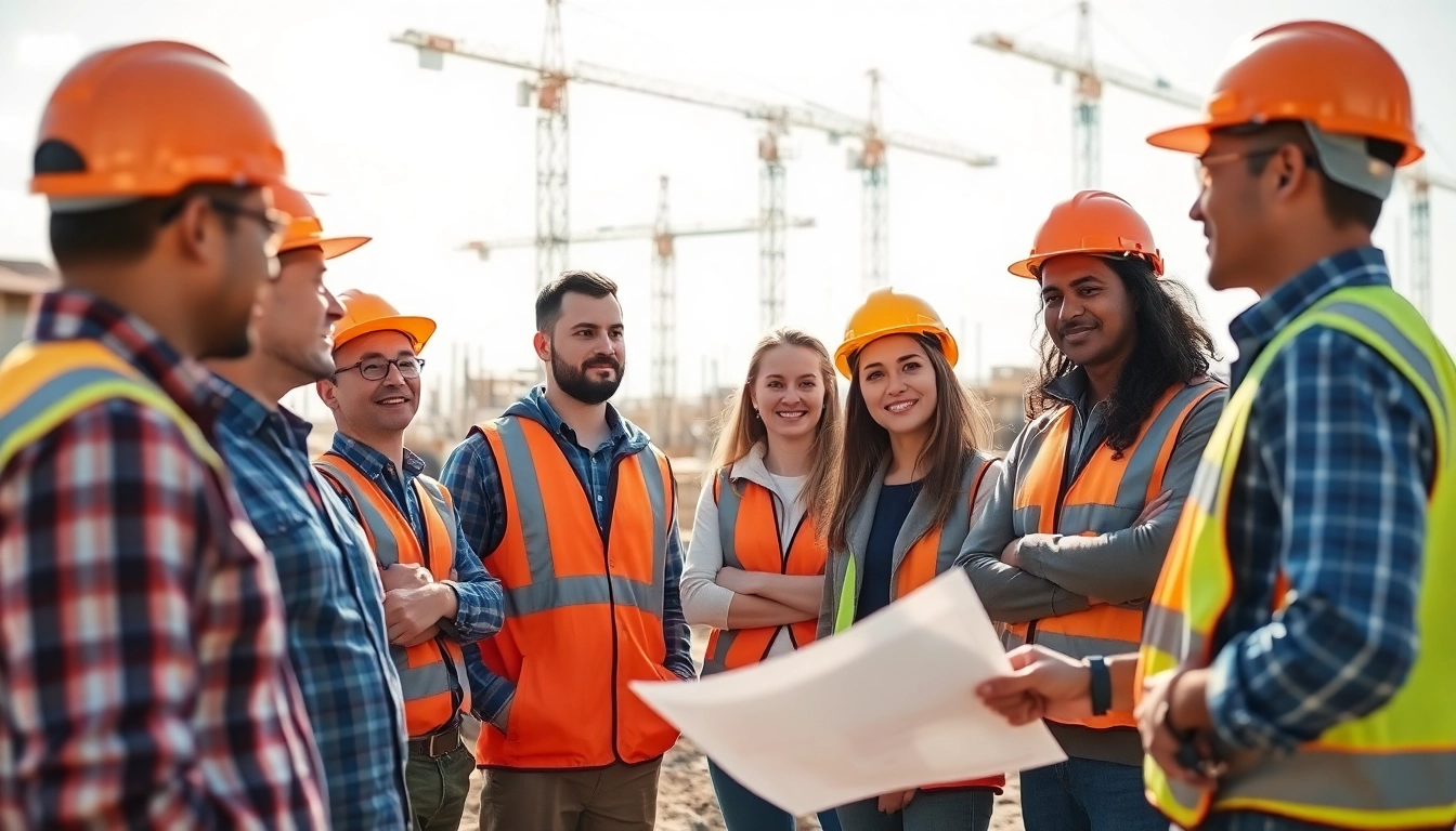Engaged participants in construction training programs learning from an instructor outdoors.