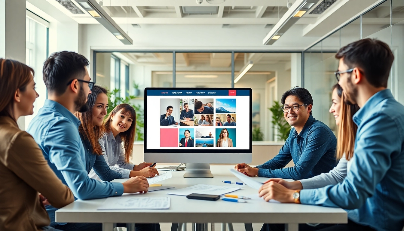 Collaborative professionals at a công ty thiết kế website exploring innovative digital solutions.
