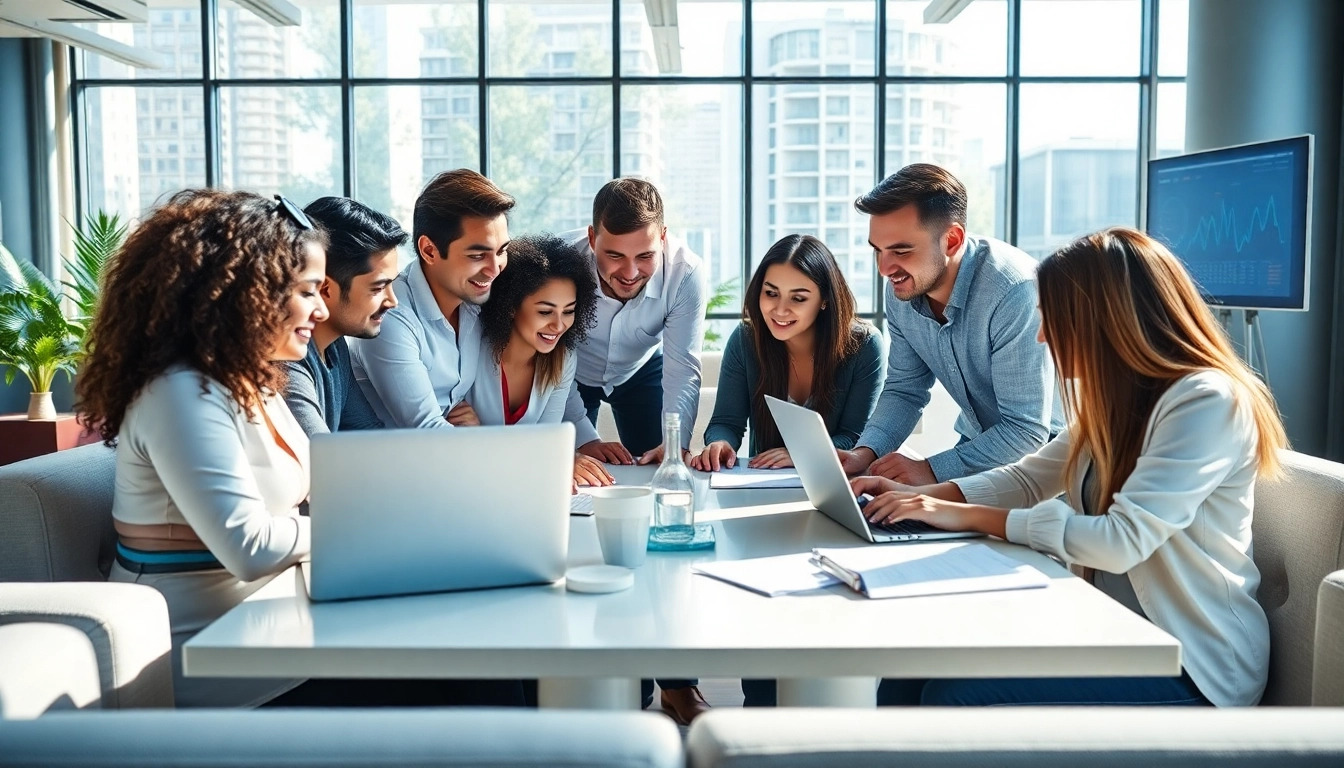SEO Agentur Team analysiert Strategien in modernem Büroumfeld