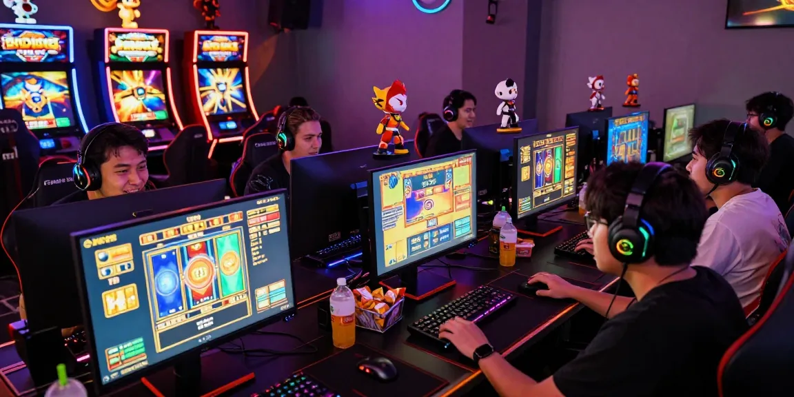 Exciting group of players enjoying garuda303 online gaming experience with vibrant slot game visuals.