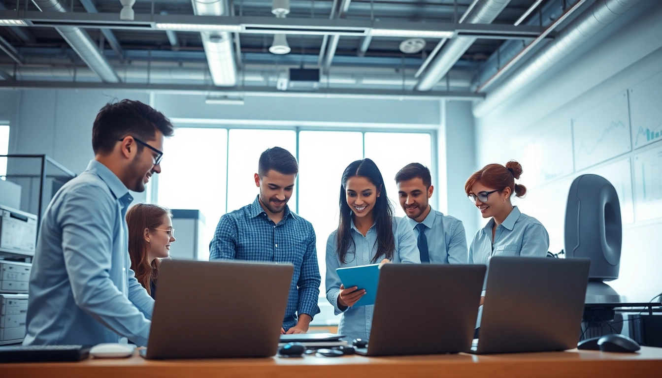 Showcase managed it services near me with a diverse IT team collaborating in a modern office.