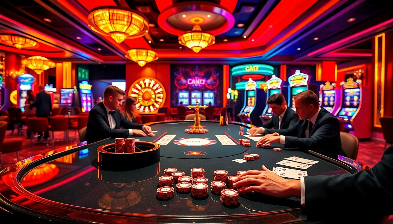 Engage in high-stakes poker at https://sunwin88.art/, showcasing vibrant tables filled with chips and cards.