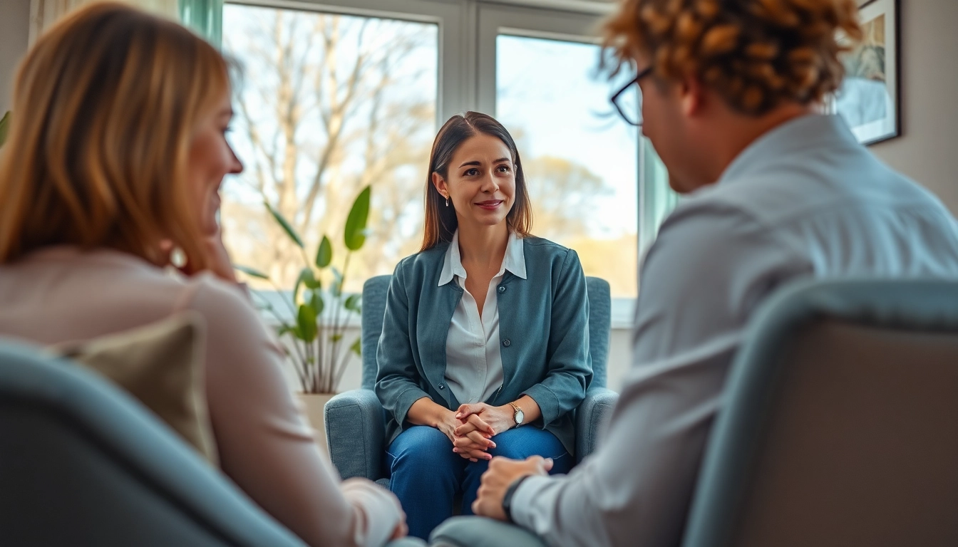 Anxiety symptoms discussion in a soothing therapy setting with a professional therapist.