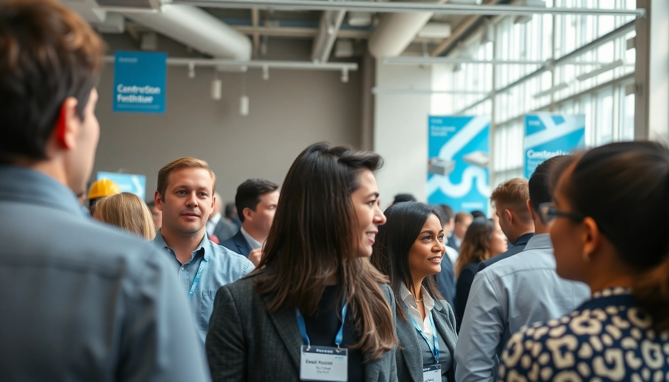 Engaged professionals at construction networking events, fostering collaboration and partnerships.