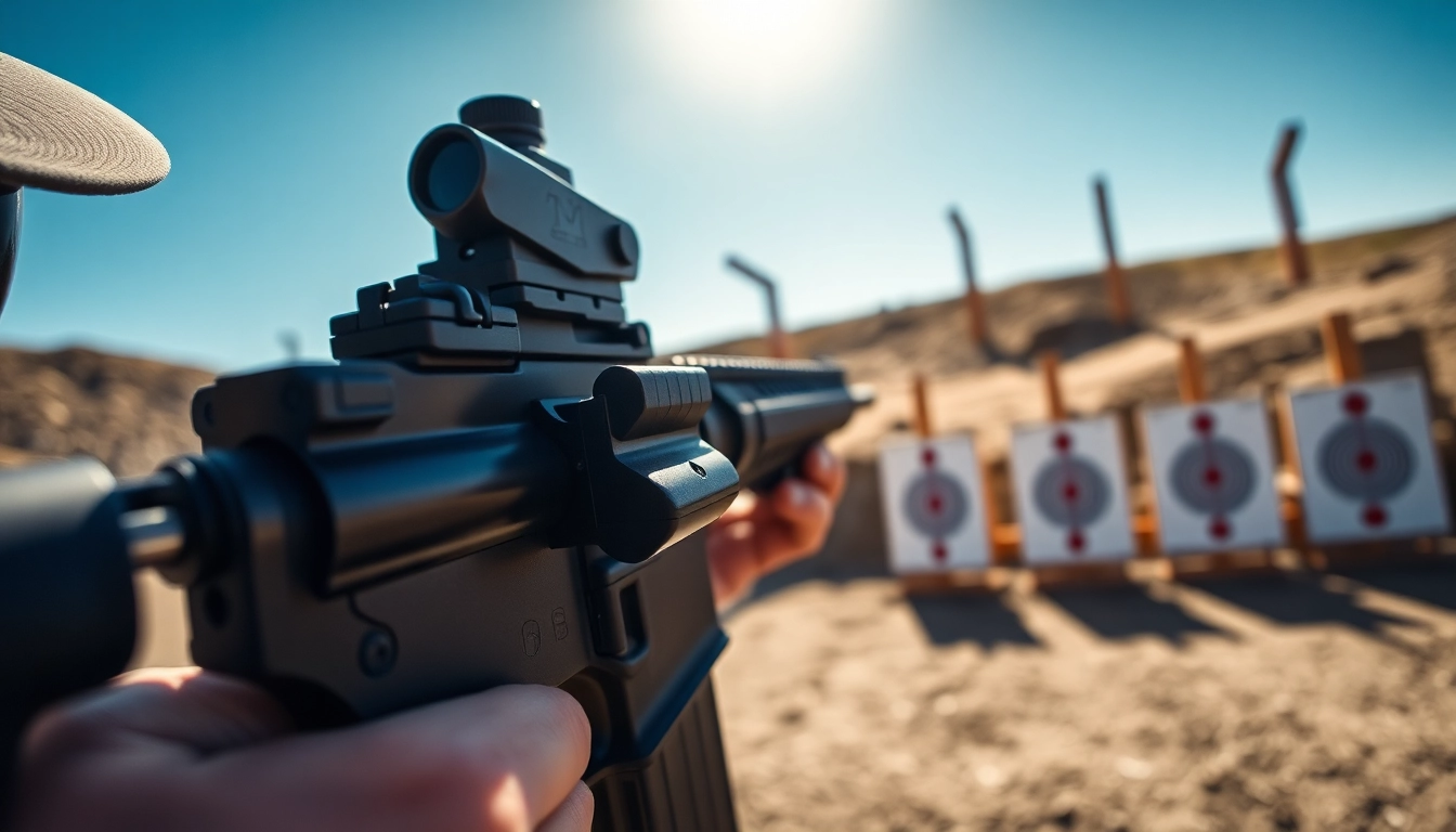 Capture the functionality of an ar trigger with a shooter actively engaged at a gun range.