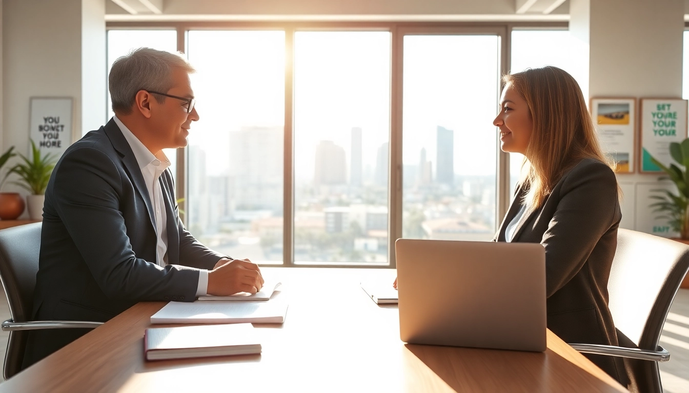 Empower clients as a business coach Los Angeles with personal coaching strategies in a modern office setup.