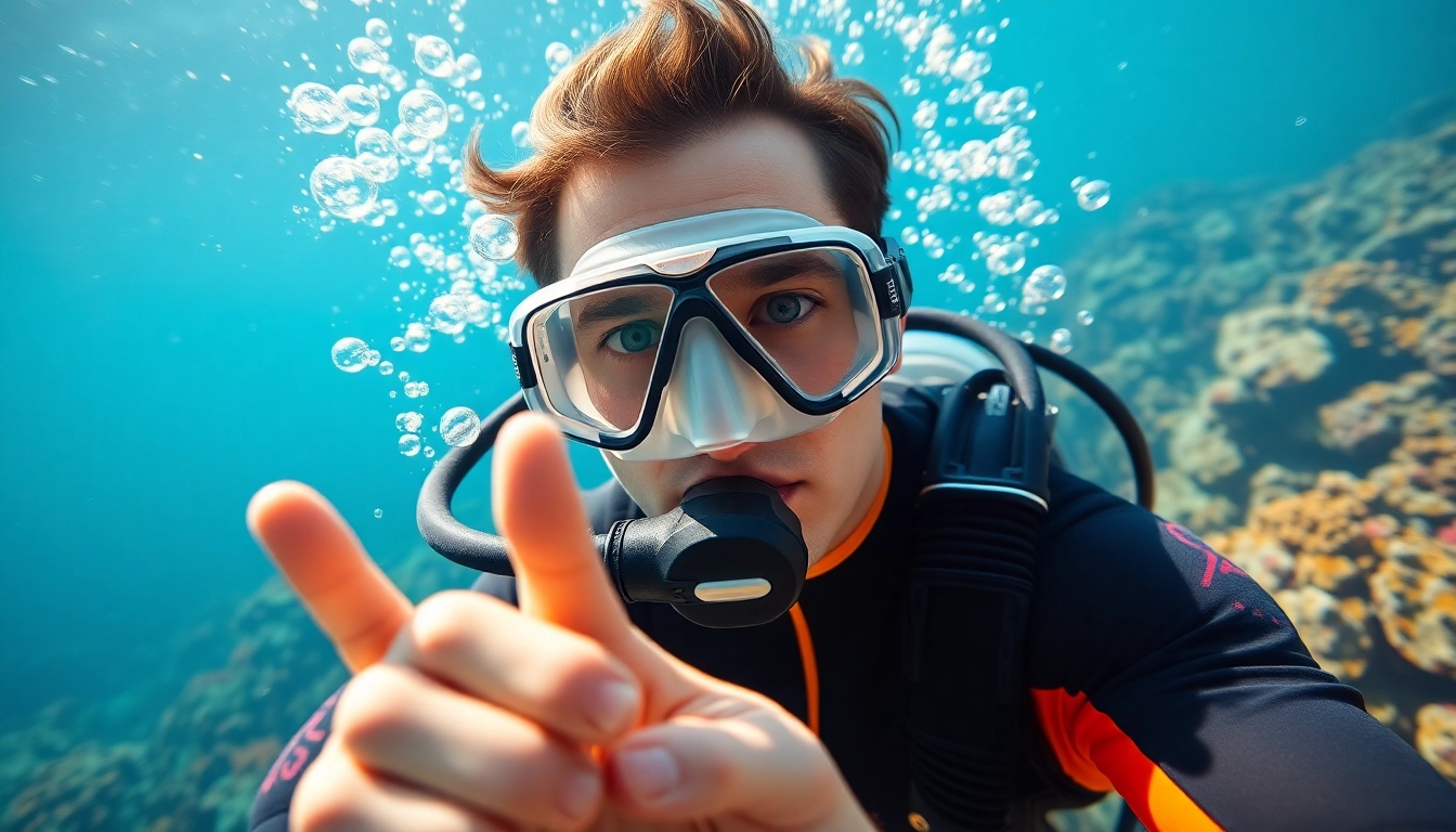 Tauch Ausbildung in action, showcasing a diver demonstrating skills underwater with vibrant corals.