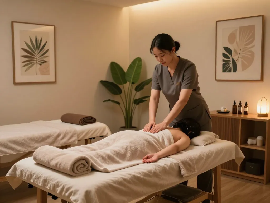 Therapy room showcasing relaxing atmosphere for 관악스웨디시 massage therapy featuring a massage table, aromatic oils, and soothing decor.