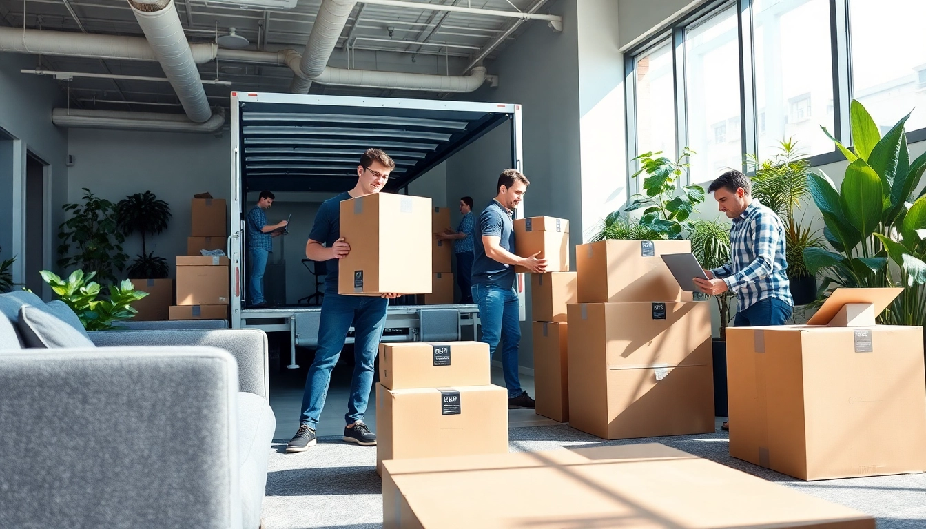 Chicago commercial moving company efficiently packing and loading office equipment for relocation.