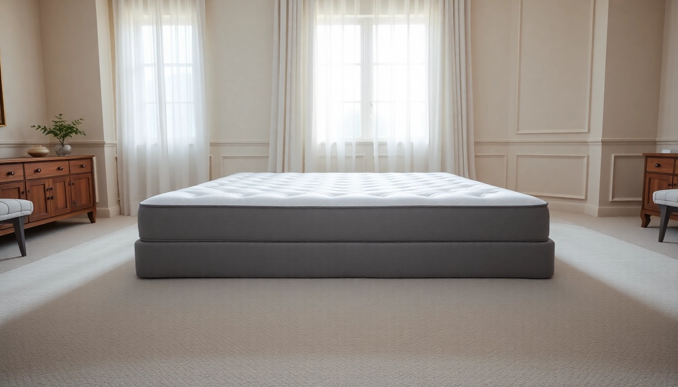 Showcase of the Stearns and Foster low profile box spring in a serene bedroom setting with elegant decor.