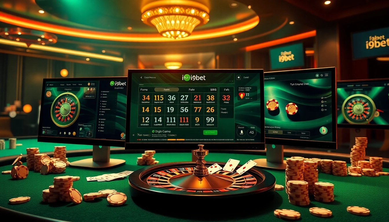 Experience the excitement of i9bet's online casino with vibrant tables and gaming interfaces.