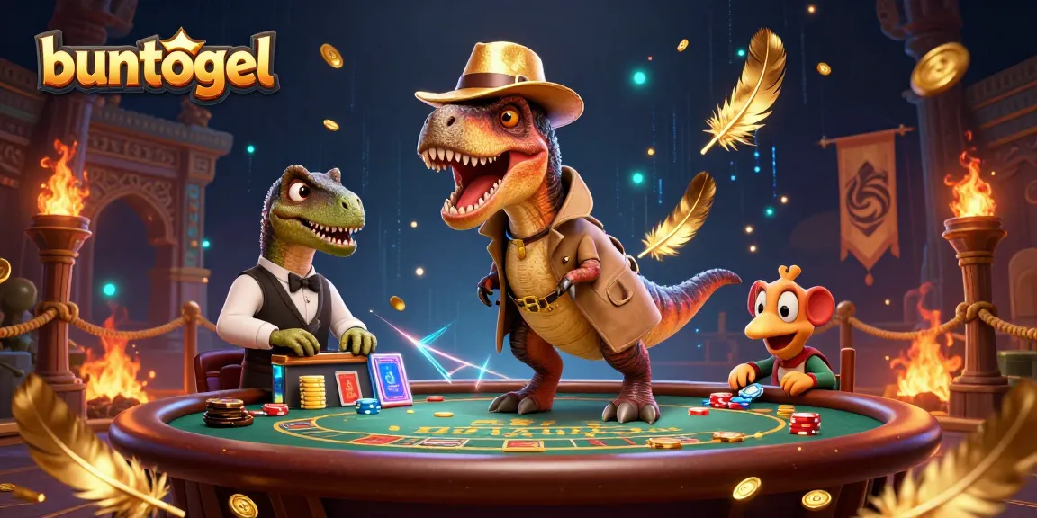 Bermain di buntogel dengan kartu dan chip dalam suasana kasino yang penuh warna.