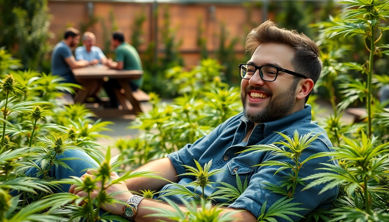 Erlebe die Blütenbande in einer harmonischen Gartenatmosphäre mit gesunden Cannabis Pflanzen.