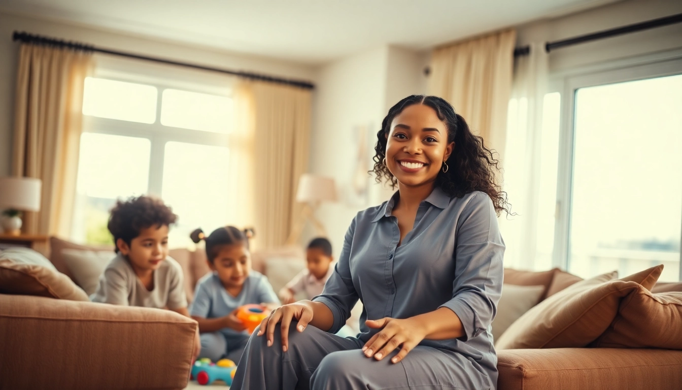 Professional live-in nanny Abu Dhabi caring for children in a bright, cheerful environment.