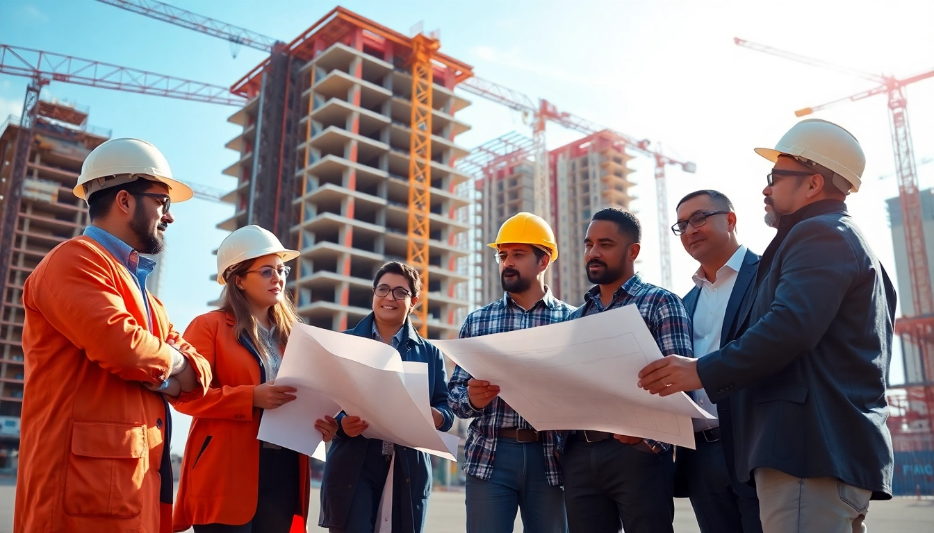 New York Commercial General Contractor team collaborating on building construction project.