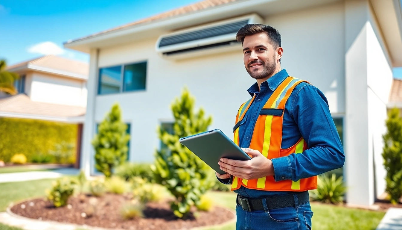 HVAC Repair Tampa service by a professional technician inspecting an air conditioning unit.