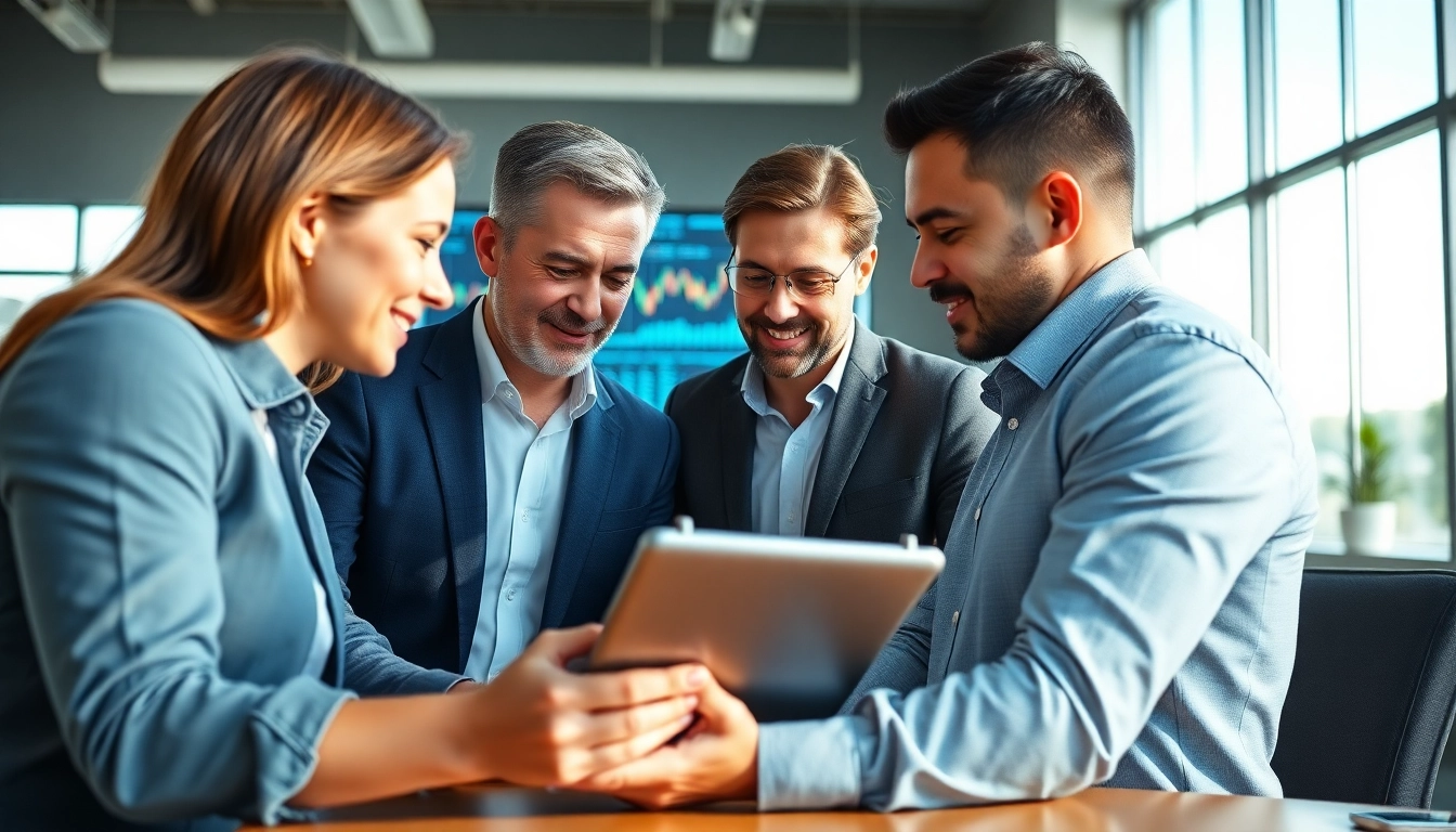 Engaging wealth management San Antonio advisor consulting with clients in a modern office.