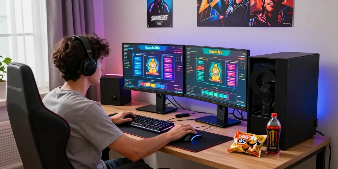 Gamer enjoying Garuda303 online slots in a vibrant gaming setup