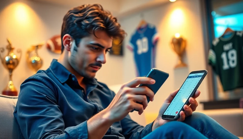 Engage with the best sports betting apps India while analyzing odds on a smartphone in a modern environment.