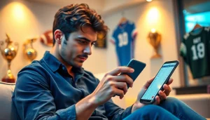 Engage with the best sports betting apps India while analyzing odds on a smartphone in a modern environment.