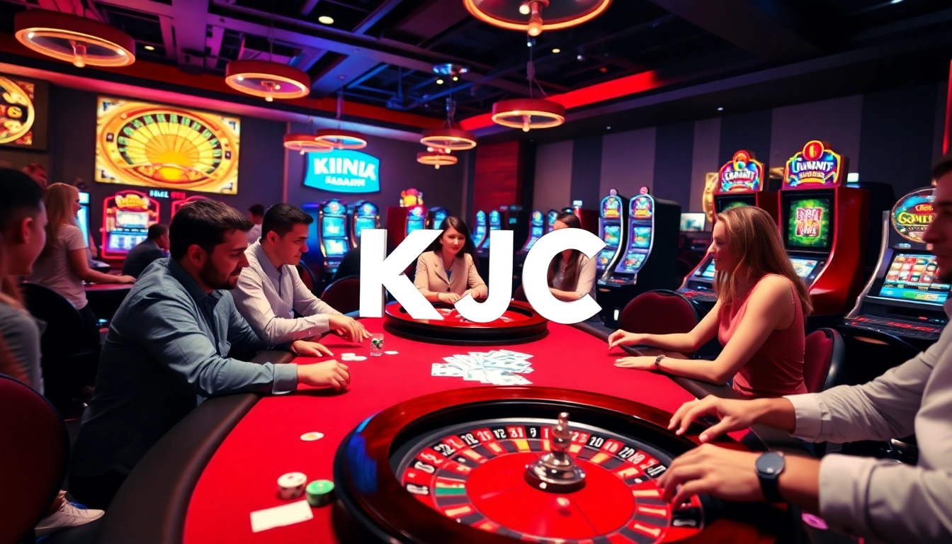 KJC AC 2 showcases players immersed in exciting casino activities, including poker, roulette, and slots.