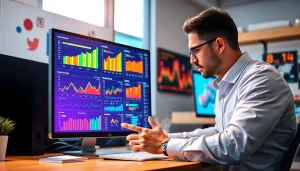 Analyze Instagram smm panel data with dynamic graphs and social media elements in a professional setting.